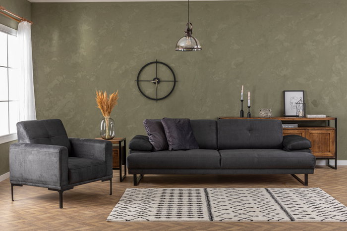 Atelier Del Sofa Mustang Sofá cama de 3 plazas Antracita